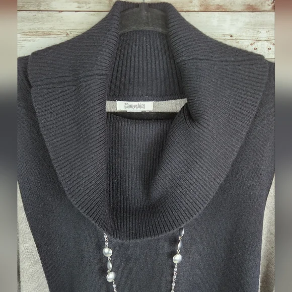 Hampshire Studio, 0322, Women's Black and gray sweater with wide sleeves, 1X - Picture 2 of 7